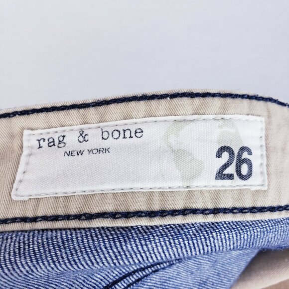 RAG & BONE Logan Wide-Leg Jeans Mid Rise Blue Denim in RINSE Dark Wash size 26 - Picture 5 of 14